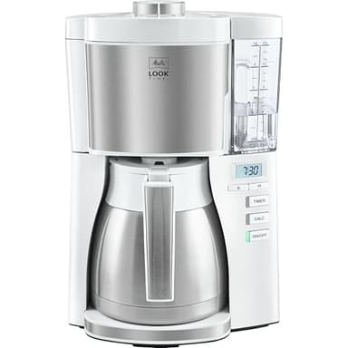 Melitta Look Therm Timer - Filterkaffeemaschine - mit Thermokanne - Timer Funktion - Tropfstopp - Weiß (1025-17)