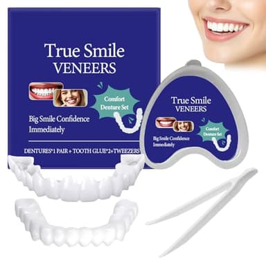 Veneers Zähne zum Aufstecken, Zahnprothesen, Zähne zum Aufstecken Eignet Sich zum Abdecken von Schiefen, Verfärbten, Fehlenden Oder Gesprungenen Zähnen.