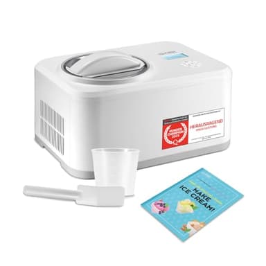 TZS First Austria Eismaschine | 1,5L | Kompressor | Entnehmbarer Edelstahl Behälter | Rezeptheft | LCD-Bildschirm | Eiscreme & Joghurt | Kühlhaltung