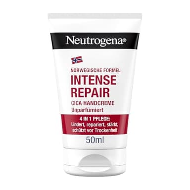 Neutrogena Intense Repair CICA Handcreme, unparfümierte Handcreme für sehr trockene Hände mit 45% Glycerin & Centella Asiatica, pflegende Feuchtigkeitscreme für extrem trockene, juckende Hände (50 ml)