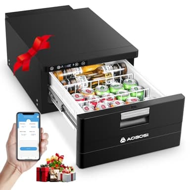 AAOBOSI 31L Schublade Kompressor Kühlbox, Wohnmobil Kühlschrank mit APP-Steuerung, 12/24V, Kompressor Kühlschrank, bis -20℃ Kühlschublade für Auto, LKW, Boot, Reisemobil, Camping und Reisen
