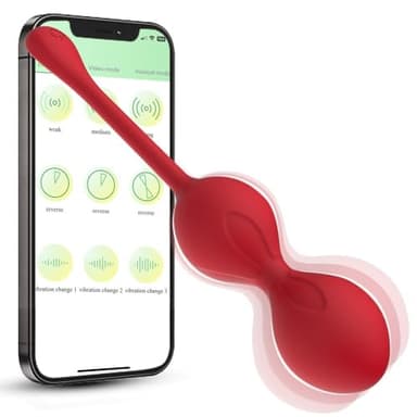 LZYLWC Liebeskugeln für die Frau Beckenbodentrainer mit Vibration Vibro Ei mit Fernsteuerung für unterwegs 10 Modi & App-Steuerung für Frauen vibratorensets für frauen mit fernbedienung（Rot）