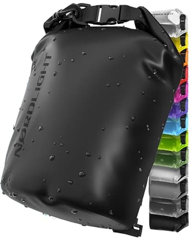 Nordlight Dry Bag 15L Wasserdichter Beutel - (Schwarz) Wasserdichter Packsack Mit Roll Top Verschluss Und Schultergurt | Schwimmen, Baden, Strand, Kanu, Stand Up Paddling, Tauchen