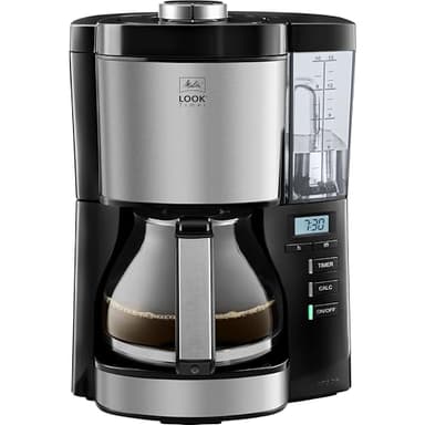 Melitta Look Timer - Filterkaffeemaschine - mit Glaskanne - Timer Funktion - Tropfstopp - 10 Tassen - Schwarz (1025-08)