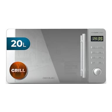 Cecotec Mikrowelle mit Grill Proclean 5120 Flatbed Mirror. Kapazität 20 l, 700 W, 5 Stufen, 800 W Grill, 8 automatische Programme, LED-Display mit Uhr und 3DWave-Technologie, perfekte Ergebnisse