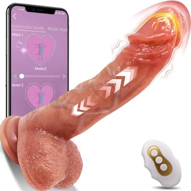 Thrusting Dildo Vibrator Sexspielzeug für Frauen, Realistische Dildos mit 10 vibrierenden & 5 Schubmodi für G-Punkt Stimulation, Analdildo mit APP Fernbedienung Vibrator Paare Männer Erwachsene