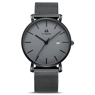 LN LENQIN Uhren Herren Edelstahl Herren Uhr 30M wasserdichte Analoge Quarz Uhren Armbanduhren mit Datum Mode Freizeit Uhr für Männer