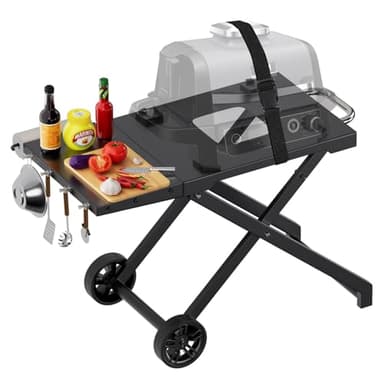 WELL GRILL Ständer Faltbarer Grillständer für Ninja Woodfire OG700 Series, BBQ Grilltisch Grillwagen mit Beistelltisch für Ninja Zubehör Elektrogrill OG701EU CI100EU CB350EU