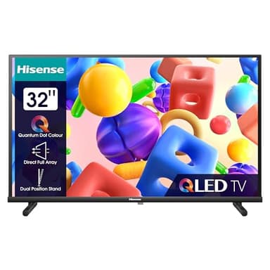 Hisense 32A5KQ 80cm (32 Zoll) QLED Fernseher Full HD, Smart TV, Triple Tuner DVB-T2 / T/C / S2 / S, USB-C, Duale Positionierung, Works with Alexa, WiFi, Game und Hotel Mode, Schwarz [2023]