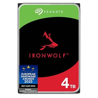 Seagate IronWolf 4TB, NAS Interne Festplatte HDD, 3.5 Zoll, 5400 U/Min, CMR, 64 MB Cache, SATA 6GB/s, silber, inkl. Data Rescue Service (ST4000VNZ06)