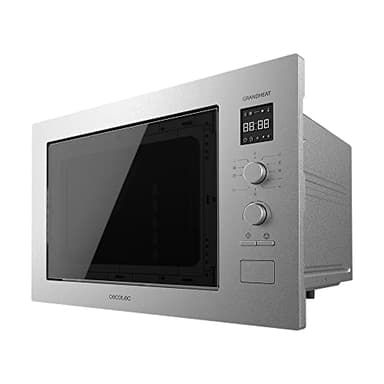 Cecotec Einbau-Mikrowelle Digital 25L mit Grill GrandHeat 2550 Built-In Steel, 1320W, 8 Funktionen, Timer bis zu 60 Minuten, Edelstahlbeschichtung, 31,50cm Drehteller, Kindersicherung, Quick Start