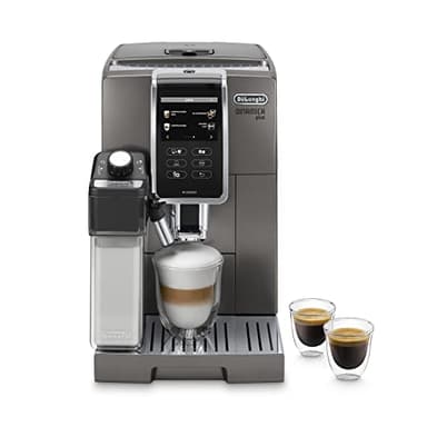 De'Longhi Dinamica Plus ECAM 370.95.T Kaffeevollautomat mit LatteCrema Milchsystem, Cappuccino und Espresso auf Knopfdruck, Touchscreen Farbdisplay und App-Steuerung, Kaffeekannen-Funktion, Titan