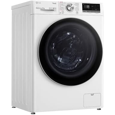 LG F4WV709P1E, Klasse A, Frontlader-Waschmaschine 9 kg, Wi-Fi, AI Direct Drive, Tiefenreinigung mit Dampf, TurboWash 360°, Große Kapazität, Außentür aus gehärtetem Glas, 60 x 62 x 85 cm ꟷ Weiß