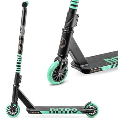 Movino Nitro Stunt Scooter Roller Professioneller Freestyle Trick Scooter für Jugendliche & Erwachsene ABEC9 Kickscooter mit 100mm Rad 6061 Aluminium-Deck Tragfähigkeit: 100 kg