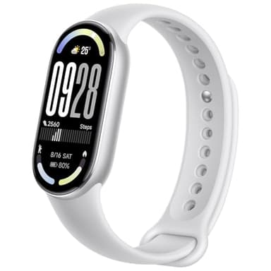 Xiaomi Smart Band 10 Fitness Tracker(2025), 1.72'' AMOLED Display mit 1500 Nits, Mi band 10-neue Überwachung der Schwimmherzfrequenz, 5ATM wasserdicht, 21 Tage Akkulaufzeit, 150+ Trainingsmodi, Silber