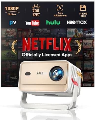 Smart Beamer N6 Pro: Netflix-fähig & Autofokus mit 4K-Unterstützung und 1080P Full HD, WiFi 6, automatische Trapezkorrektur. Kompakter Projektor für Heimkino, Outdoor und Android/iPhone