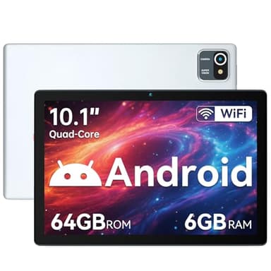 Yicty 10 Zoll Tablet Android Tablets 6 GB RAM + 64 GB ROM Quad-Core 5000 mAh 1280 x 800 HD-Touchscreen 5MP + 8 MP HD-Kamera Bluetooth 5.2 Tablet-PC(Silber)