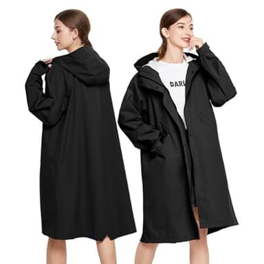 LAMA Regenmantel Wasserdicht Regenponcho Unisex Regenjacke Atmungsaktiv Regencape Regenschutzbekleidung Raincoat für Herren Damen Fahrrad Wandern Camping Reisen, Schwarz, XL