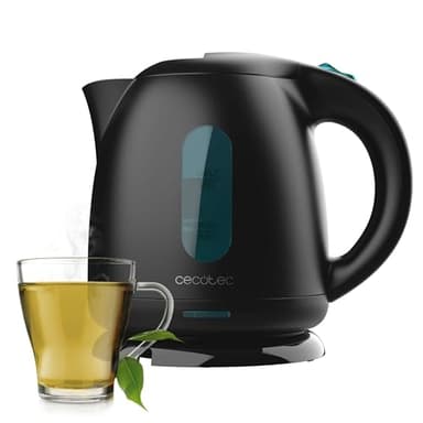 Cecotec Wasserkocher - 1L Kapazität - Thermosense 140 Black. 2200W, schnelles Erhitzen, Anti-Kalk-Filter, BPA-frei und frei von anderen Schadstoffen, 360º drehbare Basis, kabelloses Gefäß
