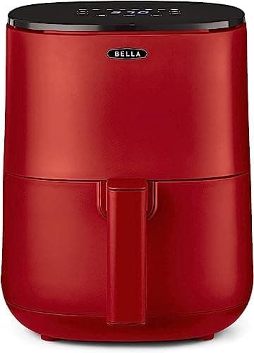 BELLA 3 L Touchscreen-Luftfritteuse, ölfreies Frittieren, Spülmaschinenfeste Antihaft-Pfanne und Frittiergestell für Einfache Reinigung, matte rot