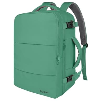 Taygeer Handgepäck Rucksack für Ryanair und Eurowings, Klein Leichtgewicht Handgepäck Rucksack Flugzeug 40x20x25, 14 Zoll Laptop Schulrucksack mit USB Ladeanschluss für Damen, Herren, Teenager, Grün