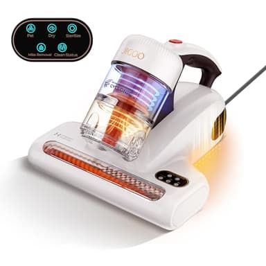 JIGOO J200 Milbensauger für matratzen mit LED-Anzeige, 500W Milbenstaubsauger mit UV-Licht und Staubmilben-Sensor, Ultraschall, Für Allergiker, entfernt 99,9% Allergene von Betten, Sofas, Tierhaare