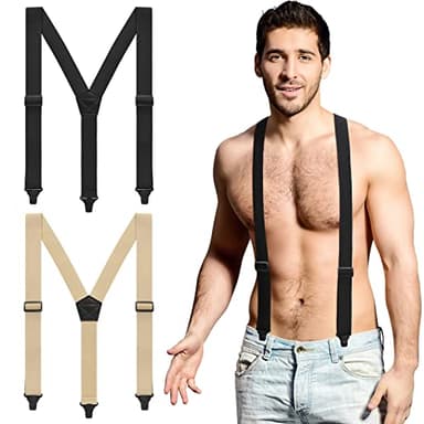 Hosenträger für Herren, Flughafenfreundlich, Kunststoff-Clips, Wandern, versteckte Hosenträger für Herren, 2 Stück, Schwarz, Khaki, Einheitsgröße