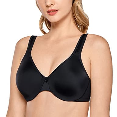DELIMIRA Damen Minimizer BH mit Bügel Große Brüste Starker Halt Seamless Tshirt BHS Soft Schwarz 85I