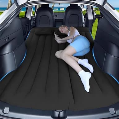 AGEMANY Auto Luftmatratze, Aufblasbare Matratze für Model Y SUV RV Minivan Kofferraum Rückbank Camping Matratze, Auto Matratze 195x130 Faltbares Luftbett Autobett für Reise nach (Schwarz)
