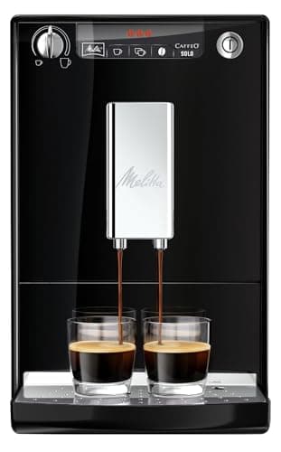 Melitta Solo - Kaffeevollautomat mit höhenverstellbarem Auslauf, kleine Kaffeemaschine mit abnehmbarem Wassertank für z. B. Espresso oder Café Crème, schwarz