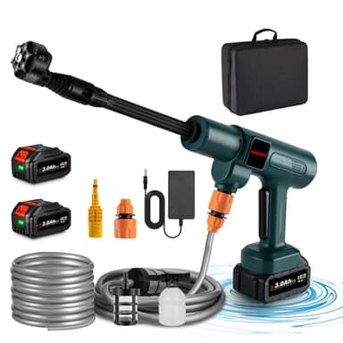 ONEVAN Akku Hochdruckreiniger mit Akkus 2x3.0Ah, 60bar Mobiler Hochdruckreiniger Auto Akku Druckreiniger Hochdruckpistole Hochdruck Reiniger Hochdruck Wasserpistole
