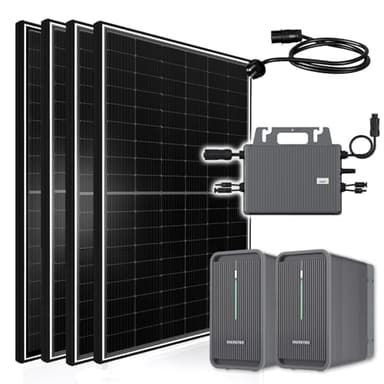 Balkonkraftwerk 2340W Solaranlage mit Speicher 4480W, 800W TSUN Micro Wechselrichter WiFi Bluetooth, 4x450W Bifaziale Solarmodule, Photovoltaik PV Anlage mit 2 Stück Marstek Speicher B2500