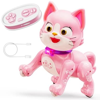 Jofuni Roboter Katze, Ferngesteuert Katze Spielzeug Kinder, Spielzeug Mädchen 3 4 5 Jahre, Wiederaufladbar Interaktive Katze, LED Katze Elektrisch Spielzeug Für Kinder, Mädchen Geschenke 3 4 5 Jahre