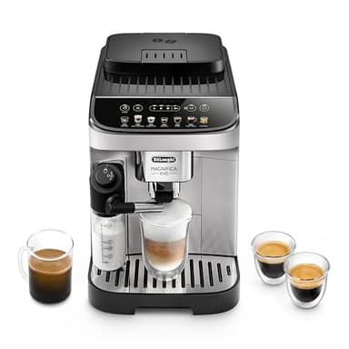 De'Longhi Magnifica Evo ECAM292.81.SB, Kaffeevollautomat mit Milchsystem, 7 Direktwahltasten für Cappuccino, Espresso und weitere Kaffeespezialitäten, Bedienfeld, 2-Tassen-Funktion, Silber/Schwarz