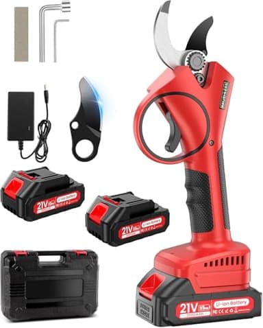 Akku Astschere, 40MM Akku Gartenschere Leistungsstark 800W Elektrische Gartenschere mit 2x2000mAh 21V Akkus, Leistungsstarke, 6-8H Laufzeit, Akku Schere für Obstbäume, Weinreben,Gartenschnitt, Zweige