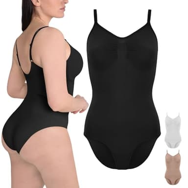myshape Shapewear Damen Snatched - Formender Body für maximalen Bauchweg-Effekt, Shapewear mit verstellbare Schultergurte, Body Shaper elastisch&hautfreundlich (Schwarz, 2XL/3XL)