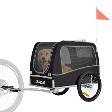 Tiggo VS Classical Large Hundeanhänger Fahrradanhänger für Hunde bis 30kg Hundefahrradanhänger (Schwarz/Grau)