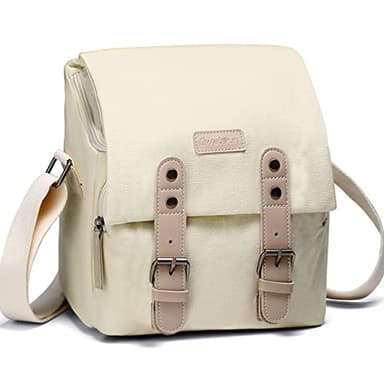 Cwatcun Kameratasche, Compact Case Canvas Lederausstattung kompatibel für Nikon, Canon, Sony Spiegellose Kamera und Linsen wasserdicht, Kamera Schulter Messengerbeutel,M