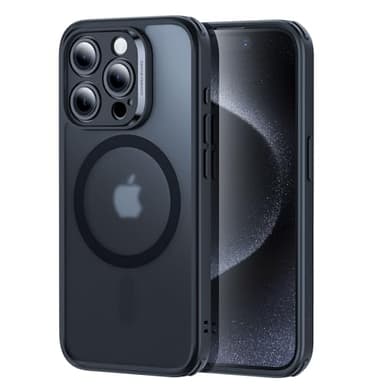 ESR für iPhone 15 Pro Hülle Set (5 in 1), durchscheinende Matte Hülle mit Displayschutzfolie und Kameraschutz, kompatibel mit MagSafe, Militärnorm Schutz, Classic Serie, Mattiertes Schwarz