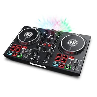 Numark Party Mix II DJ Controller Pult mit 2 Decks, Eingebauten DJ-Lichtern und DJ-Mixer; Unterstützt Direktes Streaming von TIDAL, SoundCloud u. Mehr