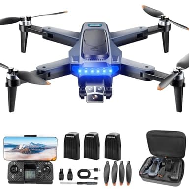 HYTOBP P17 GPS Drohne mit Kamera 4K Erwachsene, Drone 4K GPS mit bürstenlosem Motor, 3 Akkus, 5G-WLAN-Übertragung, FPV RC Drohnen mit 3 Kameras, Follow Me, Automatische Rückkehr, unter 249g