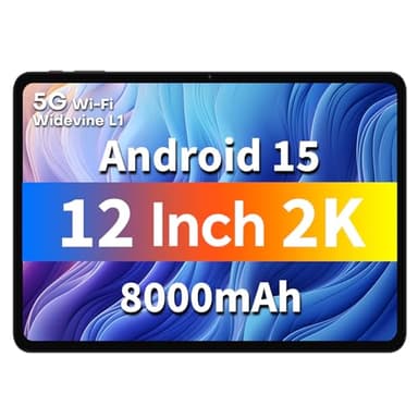 ODEA Tablet 12 Zoll 2K 2000x1200 Display, A12 Android 15 Tablets, 12GB RAM+128GB ROM(2TB TF), 8000mAh, Unisoc Octa Core A75 CPU/GPS/Widevine L1 Netflix/GMS/5GHz WLAN/BT5.0 [2025]