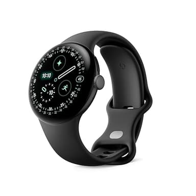 Google Pixel Watch 4 (41 mm) – Android-Smartwatch mit gewölbtem Display und Fitness-Tracking und Unterstützung von Gemini – Aluminiumgehäuse in Matte Black – Sportarmband in Obsidian – WLAN