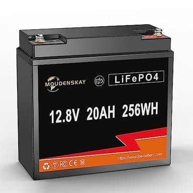MOUDENSKAY 12V 20Ah LiFePO4 Akku Lithium Batterie 12V Lithium-Eisen-Phosphat-Batterie Deep Cycle Batterie mit über 4500 Mal Tiefzyklus und BMS Schutz für Notstrombeleuchtung,Solaranlage,Marine usw