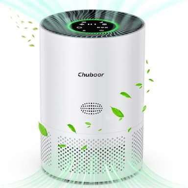 Chuboor Luftreiniger Allergiker, HEPA Luftfilter gegen Schimmel, Staub und Tierhaare 185m³/h CADR für Schlafzimmer bis zu 40m², Luftqualitätsanzeige, Auto-Modus, 3 Geschwindigkeiten, 25dB