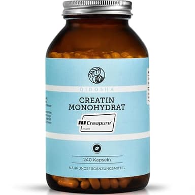 Creapure® Creatin Monohydrat von QIDOSHA®, 240 Stk im Apothekerglas, 750mg je Kapsel, jede Charge laborgeprüft, deutsche Fertigung
