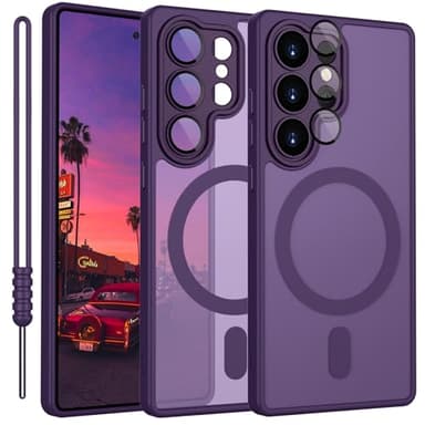 Samsung Galaxy S25 Ultra Hülle mit MagSafe, Hanyhülle Samsung Galaxy S25 Ultra Leicht Dünn Matte Touch, Kratzfeste rutschfest Schutz Stoßfest Hülle Dunkel Violett