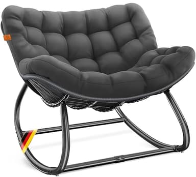 KESSER® Schaukelstuhl für drinnen & draußen ergonomischer Schaukelsessel | maximale Belastung von 120kg Relaxsessel mit Rutschfesten Füßen, Witterungsbeständig | Ideal für Balkon, Garten & Wohnzimmer