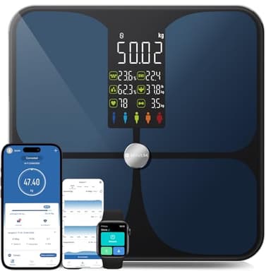 Lepulse Körperfettwaage Lescale F4, Waage mit Körperfett und Muskelmasse, Personenwaage mit körperfettanalyse, körperanalysewaage, ultra precision körperwaage, Trend, Großes Display, 22 Körpermaße