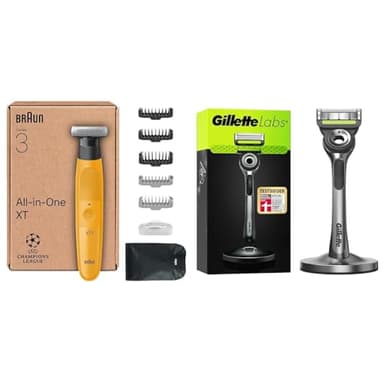 Braun Series XT3 All-in-One, Trimmer, Groomer, Elektrorasierer, Trimmen & Rasieren + Gillette Labs Nassrasierer Herren, TESTSIEGER BEI STIFTUNG WARENTEST, Rasierer